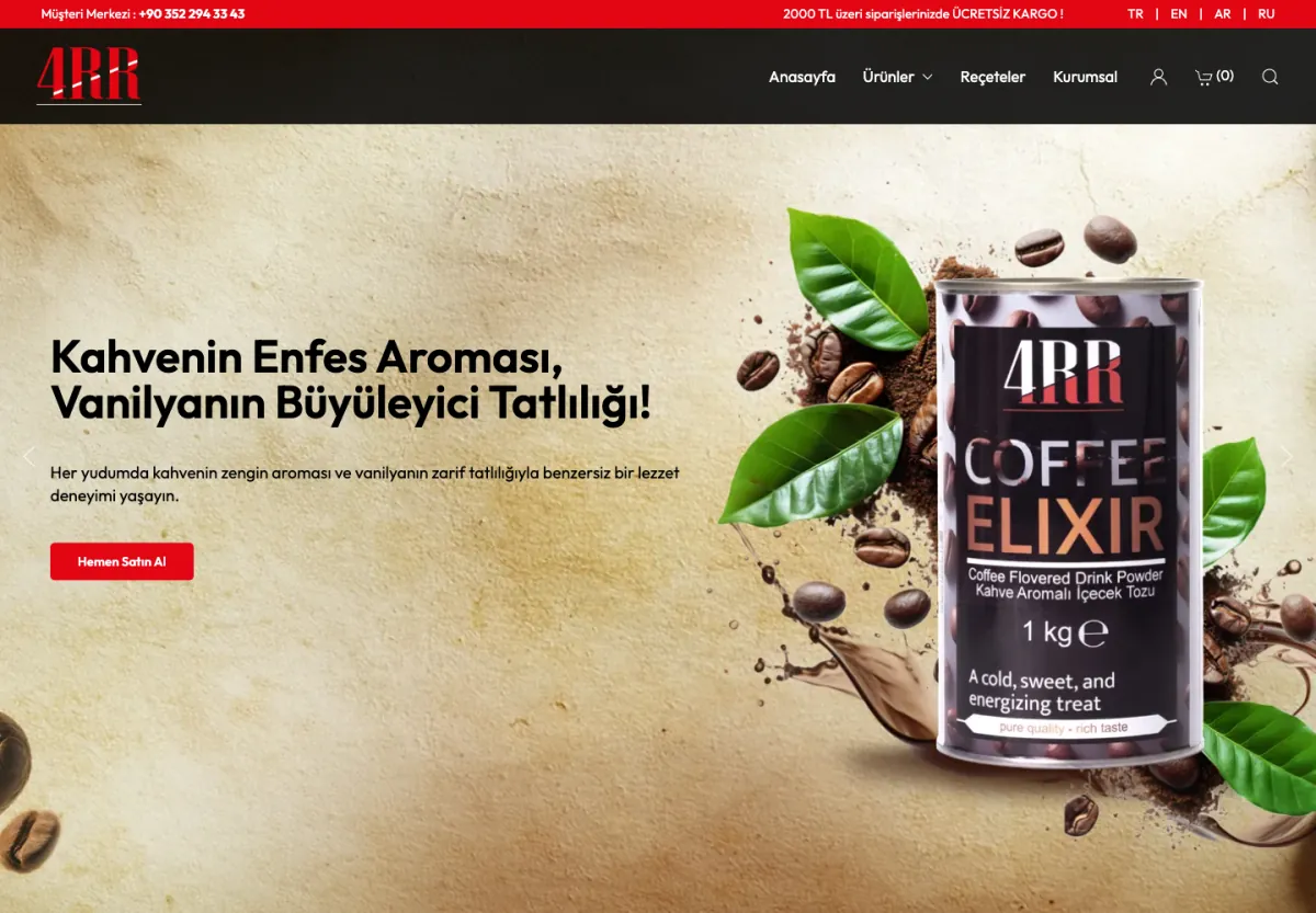 4RR web sitesi masaüstü görünümü