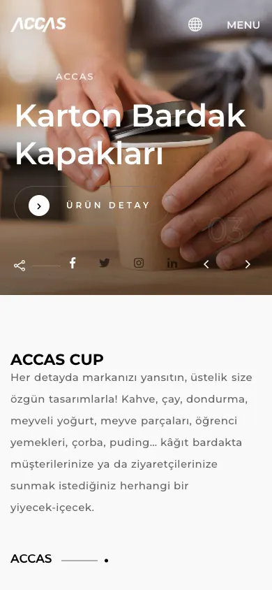 Accas Cup web sitesi mobil görünümü