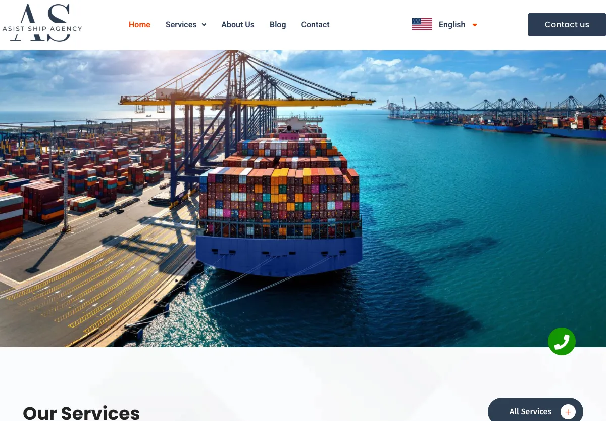 Asist Ship web sitesi masaüstü görünümü