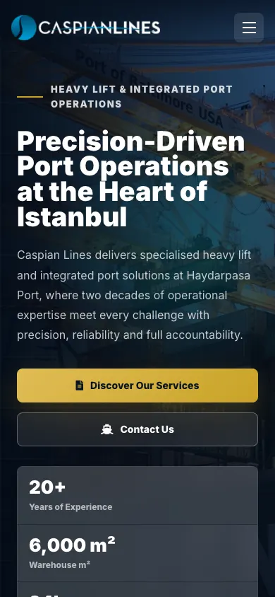 Caspian Lines web sitesi mobil görünümü
