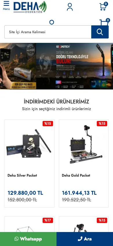 Deha Dedektör web sitesi mobil görünümü