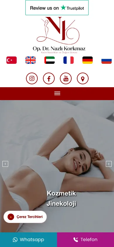Dr. Nazlı Korkmaz web sitesi mobil görünümü