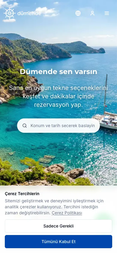 Dumende web sitesi mobil görünümü