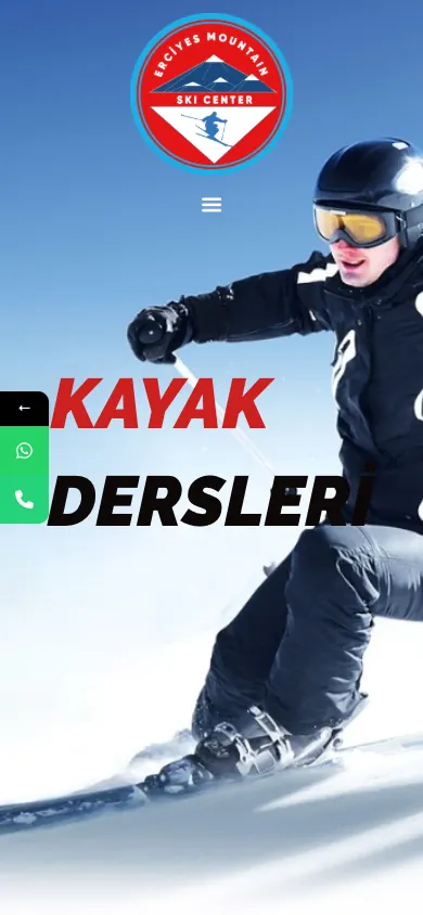 Erciyes Dağ Kayak Merkezi web sitesi mobil görünümü