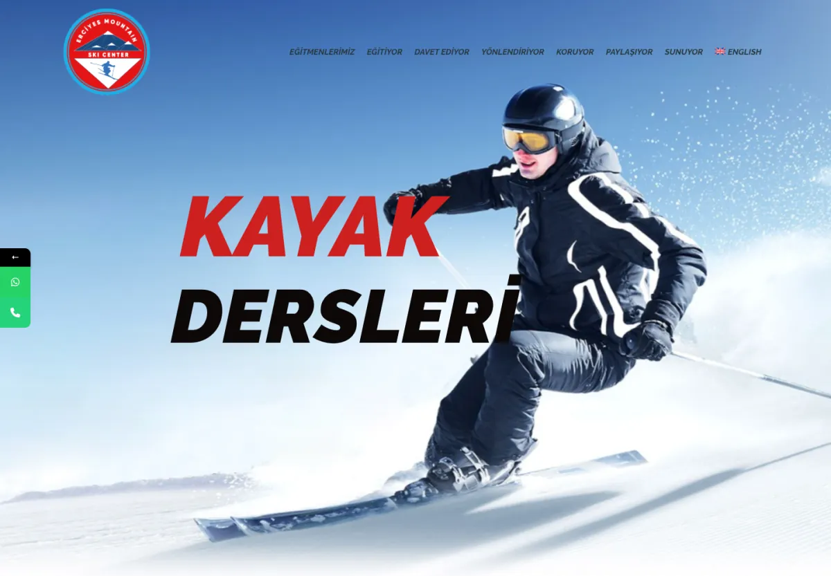 Erciyes Dağ Kayak Merkezi web sitesi masaüstü görünümü