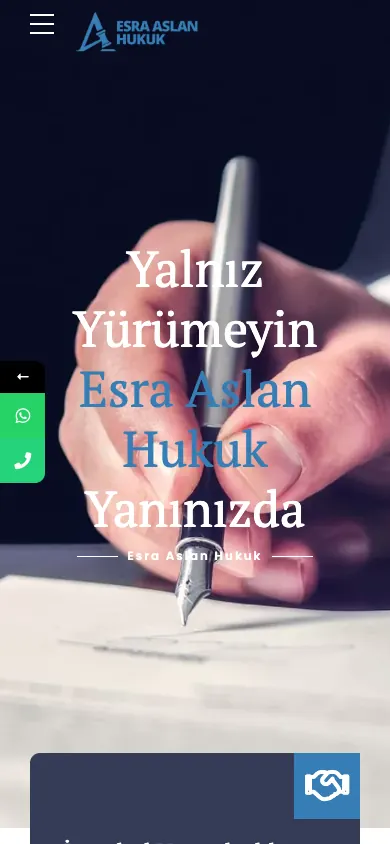 Esra Aslan Law web sitesi mobil görünümü