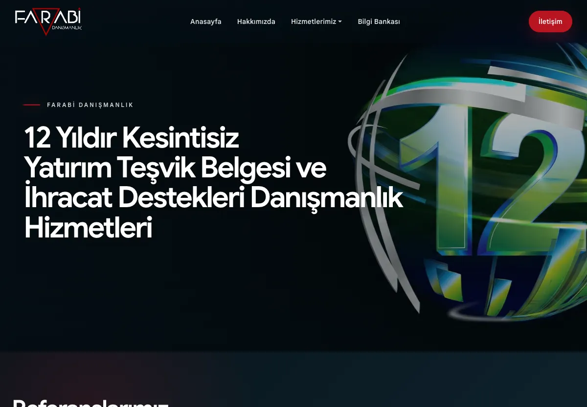 Farabi Danışmanlık web sitesi masaüstü görünümü