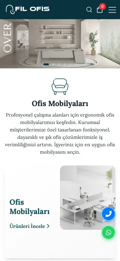 Fil Ofis web sitesi mobil görünümü