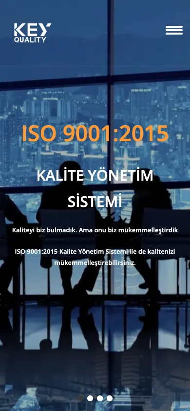 Key Kalite web sitesi mobil görünümü
