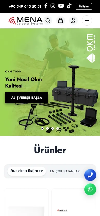 Mena Dedektör web sitesi mobil görünümü