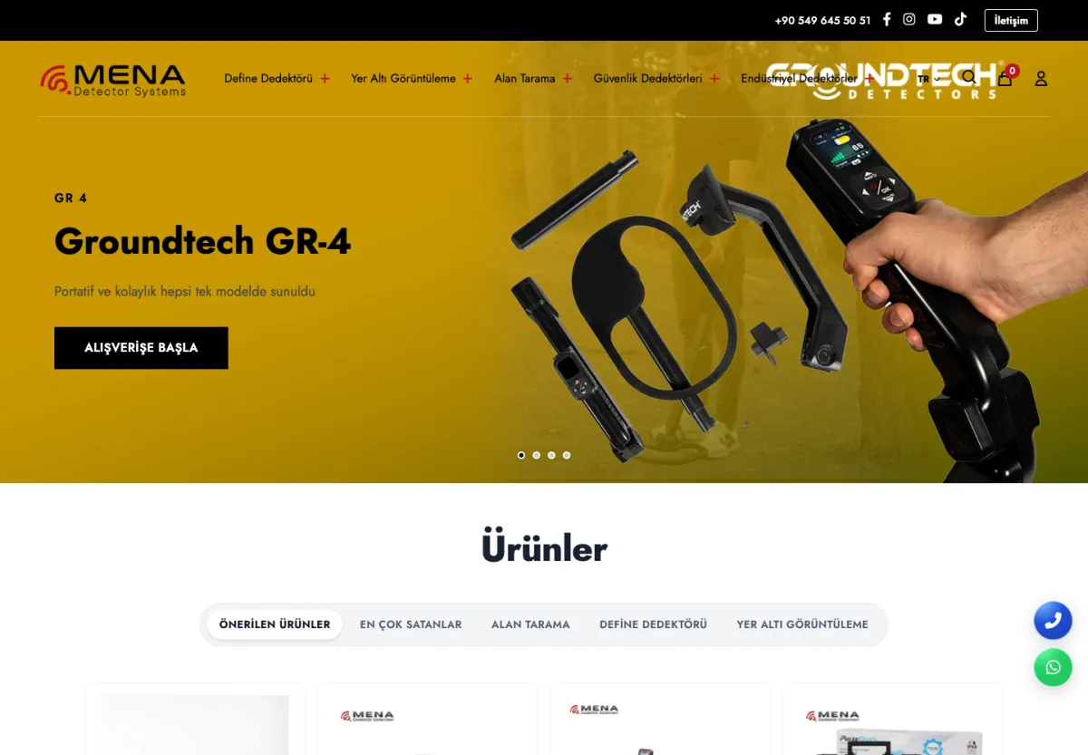 Mena Dedektör web sitesi masaüstü görünümü