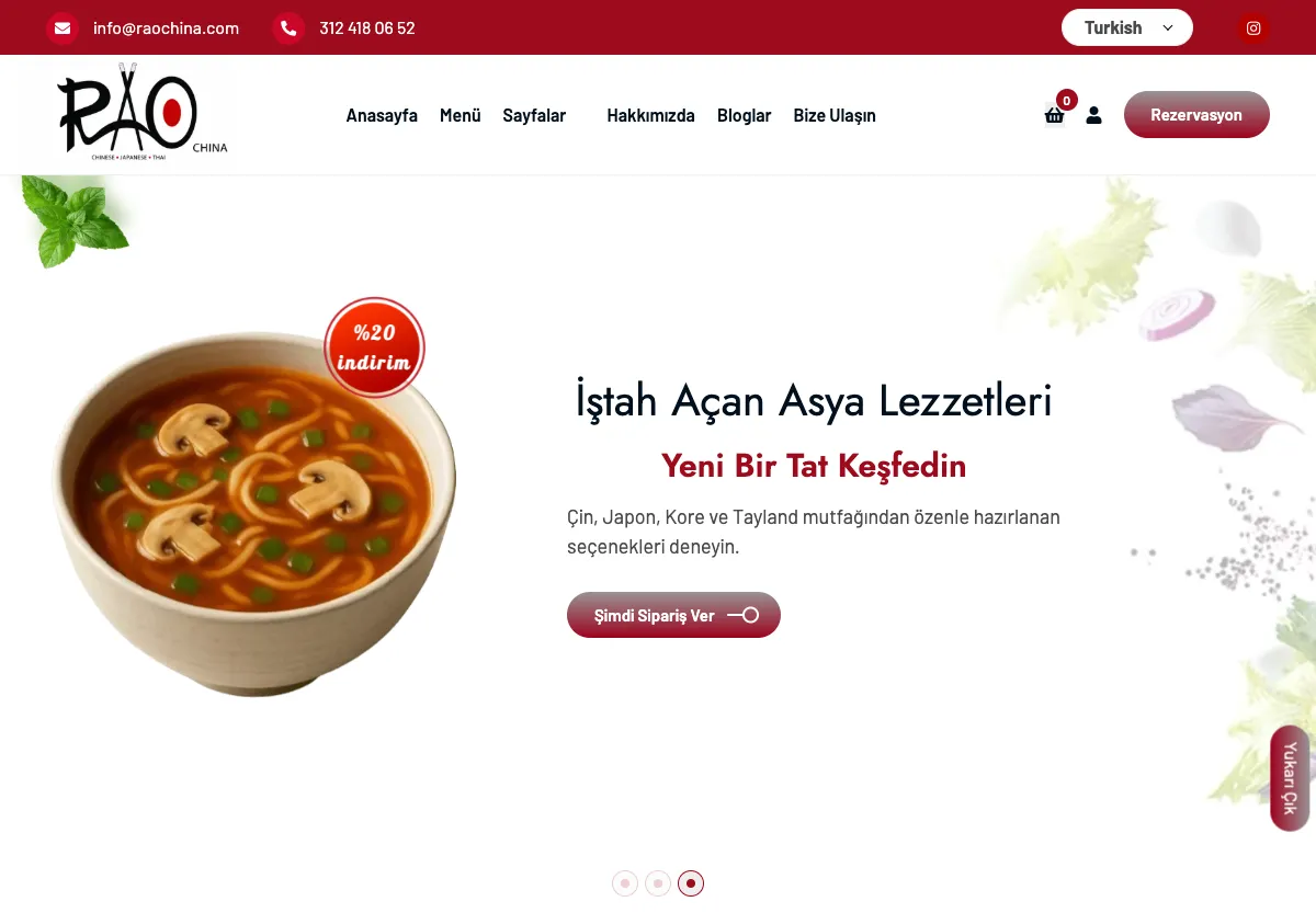 Rao China web sitesi masaüstü görünümü