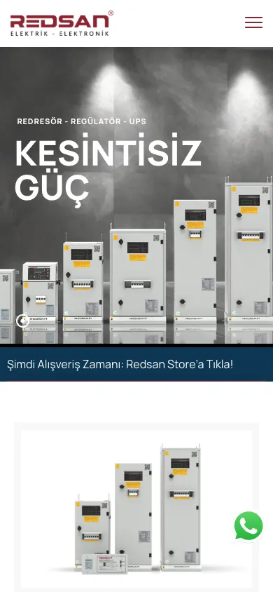 Redsan Elektronik web sitesi mobil görünümü