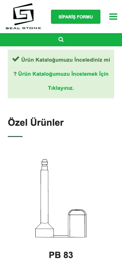 Seal Stone web sitesi mobil görünümü