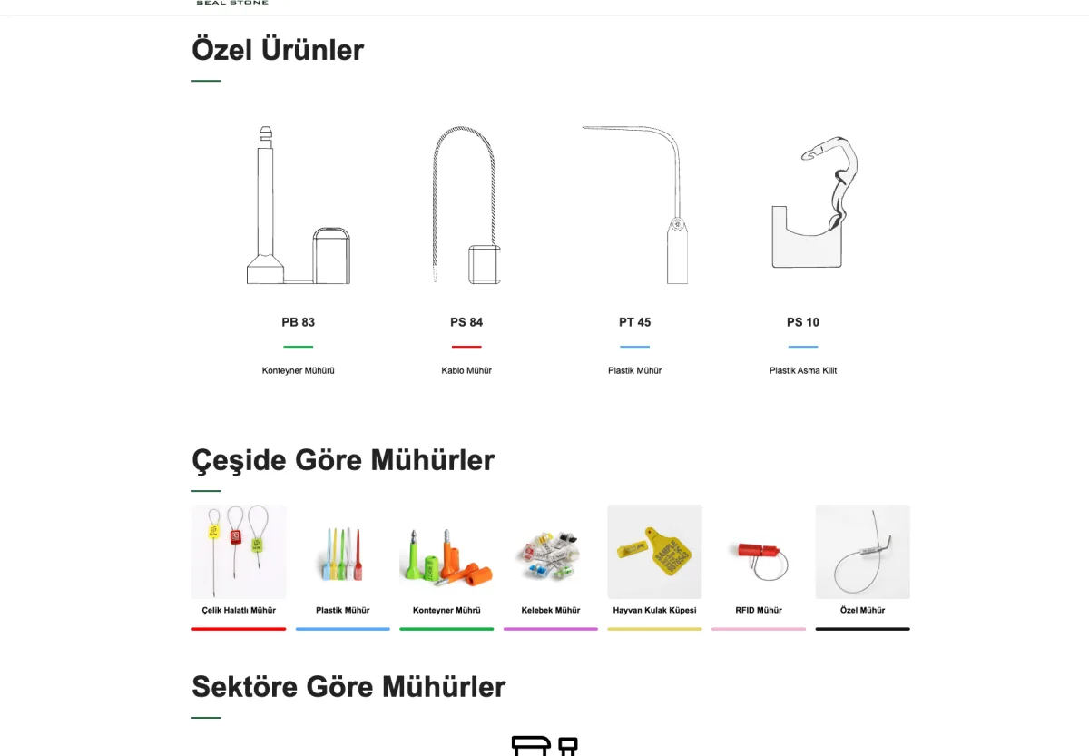 Seal Stone web sitesi masaüstü görünümü