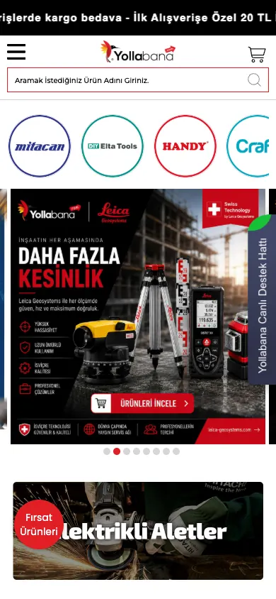 Yolla Bana web sitesi mobil görünümü